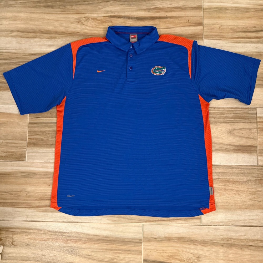 Vintage Y2K Nike Team Florida Gators Polo Shirt XL Blue Orange Nike FIT DRY